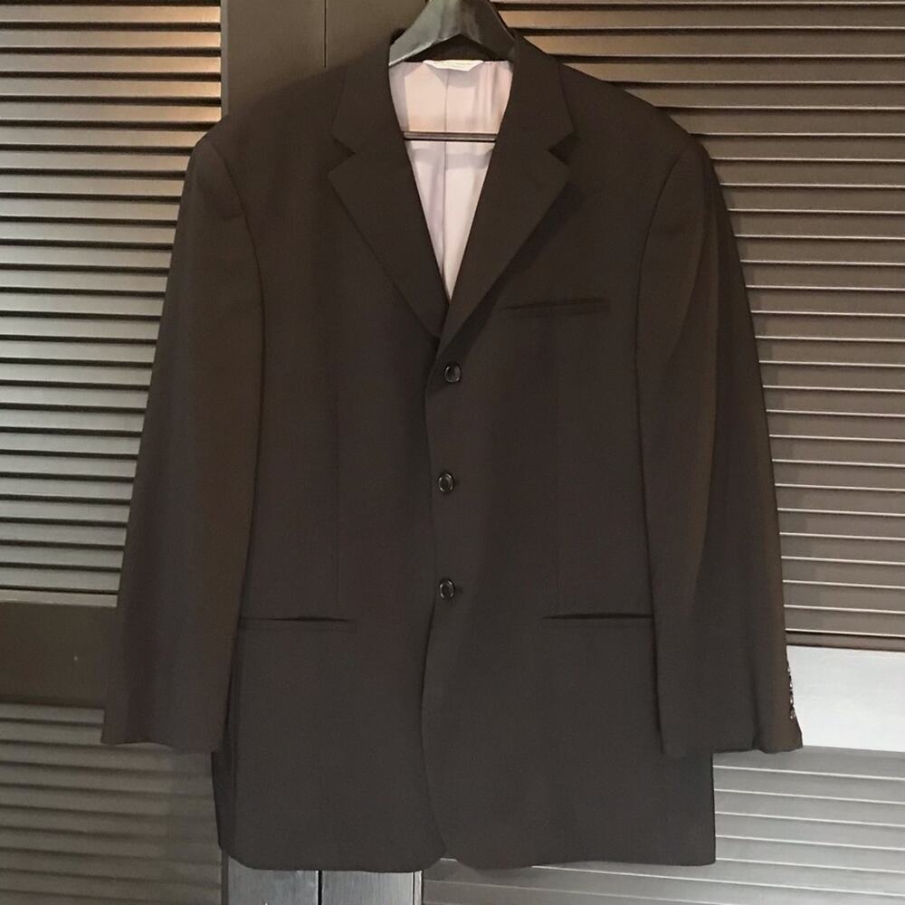 Wilke-Rodriguez Black Wool Blend Blazer with Cool Iridescent Lining, Size 42R